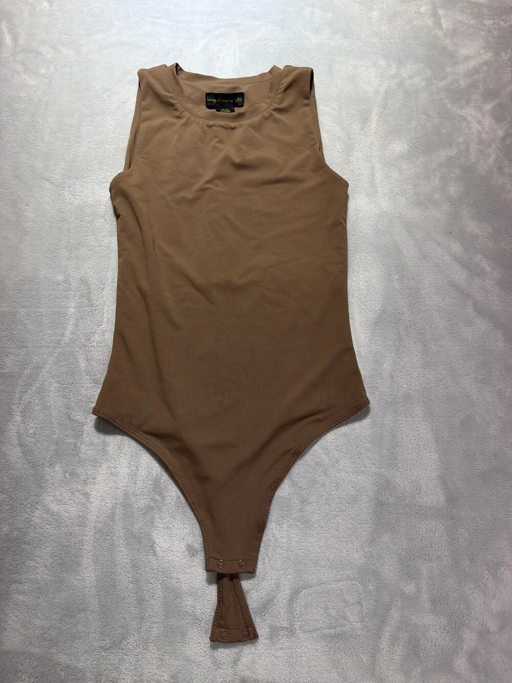House of Harlow 1960 Tan Neutral Sleeveless Thong Bodysuit Size XS